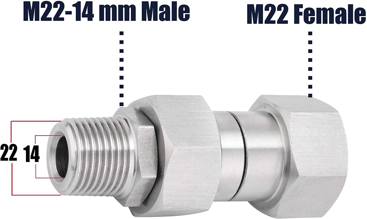 Kink Free Pressure Washer Swivel Joint, M22 14mm Fitting, Stainless St –  PWaccs