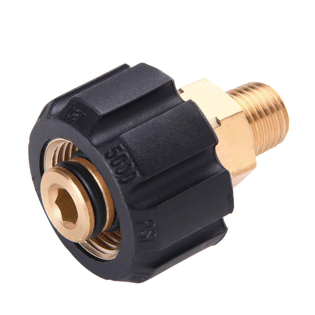 Pressure Washer Replacement Coupler, Female M22 14 & 15mm to Male 1/4" NPT Fitting, 5,000 PSI
