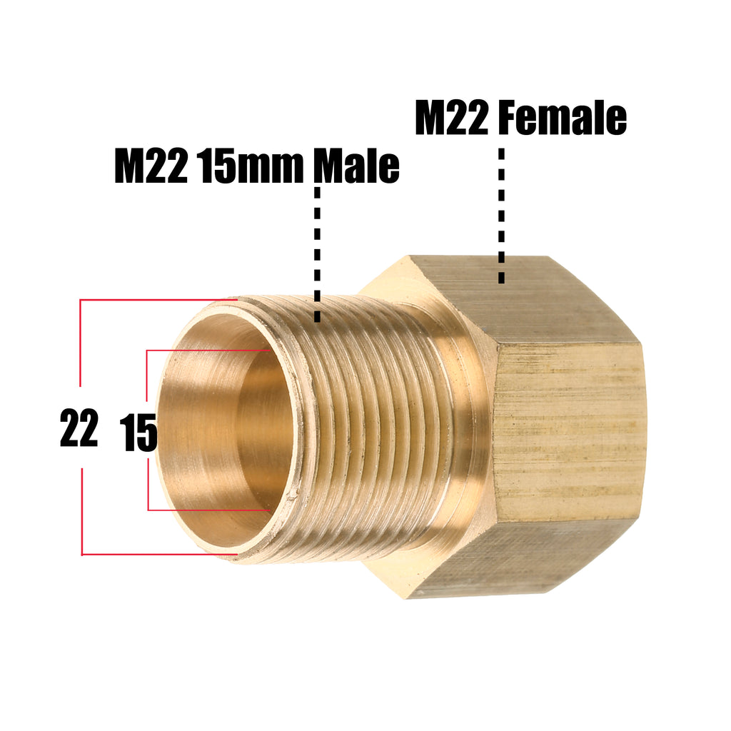 M22 Male to M14 Female Brass Adapter For High Pressure Washer Gun